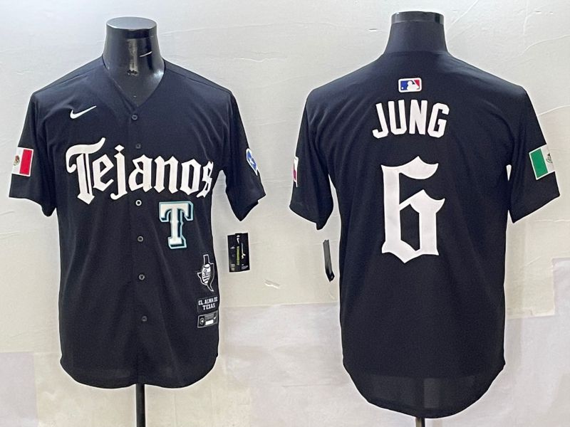 Men Texas Rangers #6 Jung Black Five generations Joint Name 2025 Nike MLB Jersey style 6->texas rangers->MLB Jersey